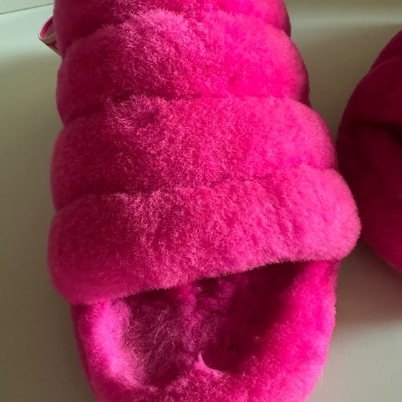UGG Women's Fluffy Pink Slippers - Picture 5 of 7